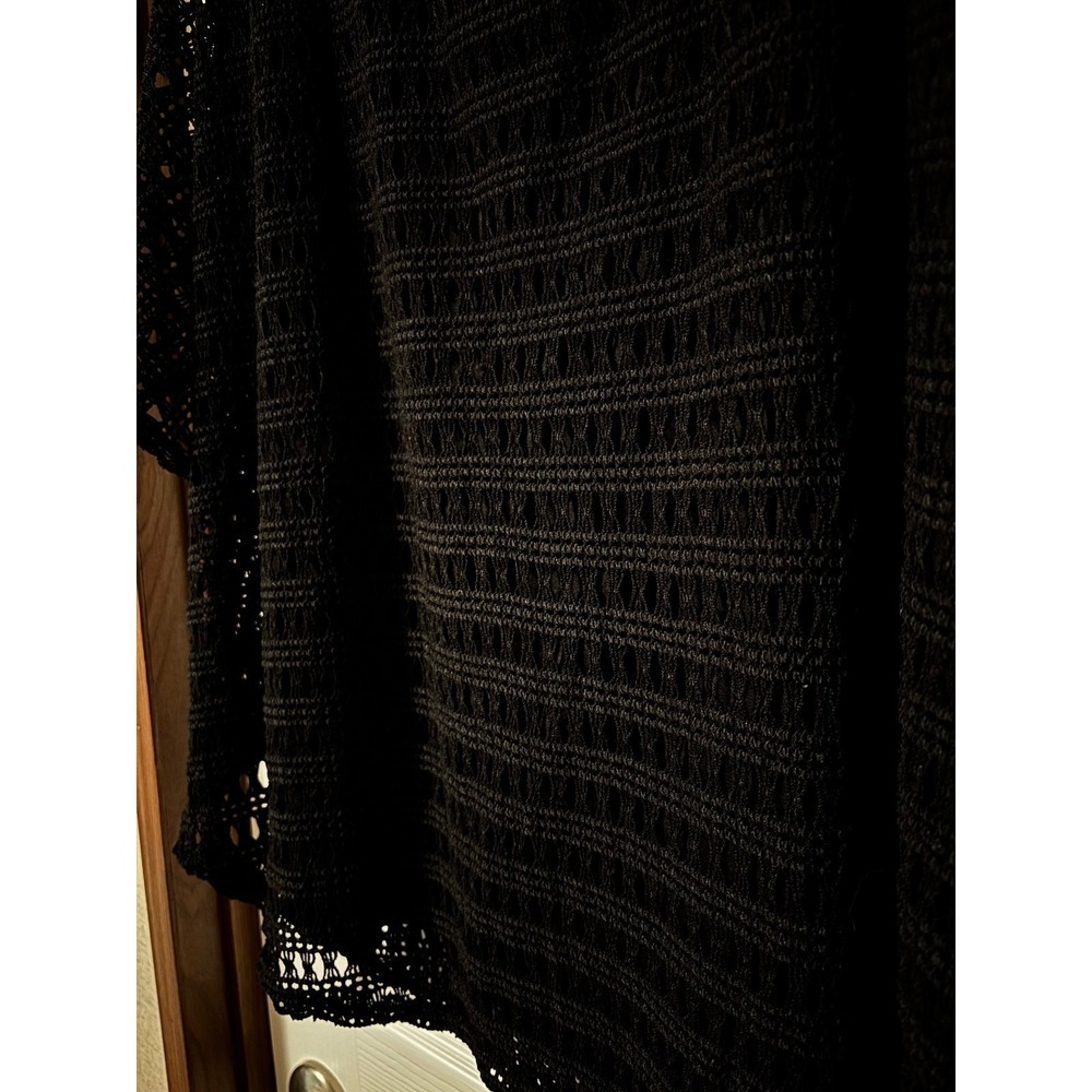 Perception Concept Womens XL Black Crochet Poncho Top Kimono Sleeve TQ162 - Picture 4 of 8